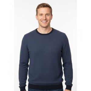 Calvin Klein Sweater Men's L Navy Blue Striped Round Neck Pullover
